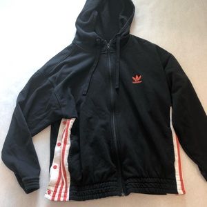 Adidas Thick ZIP Snaps Coral Jacket hoodie Large